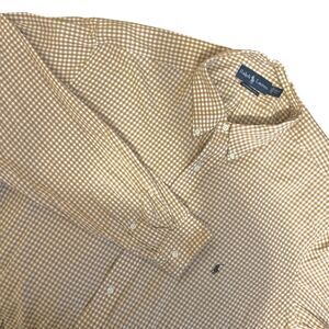 Ralph Lauren Polo Mens 2XL Tall Plaid Orange Button Down Classic Fit Pony Dressy